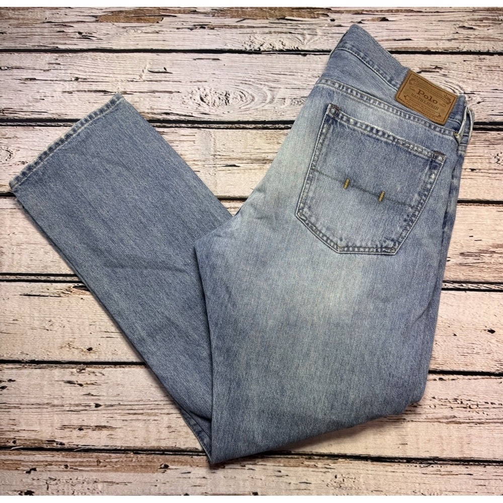 Polo Ralph Lauren Jeans Mens 33x30 Medium Wash Blue Straight‎ Zip Denim Pants